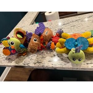 Bundle of Lamaze hanging infant‎ toys Jacques peacock Mortimer moose spider